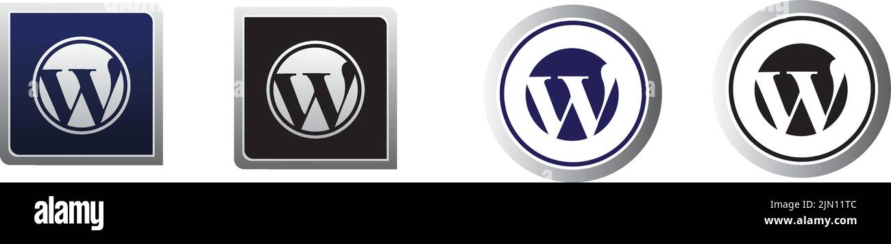 Eine Packung mit 4 Versionen des WordPress-Logos Stock Vektor
