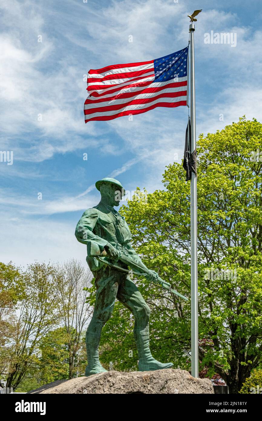 Das Denkmal des Ersten Weltkriegs auf der Barre, MA Town Common Stockfoto