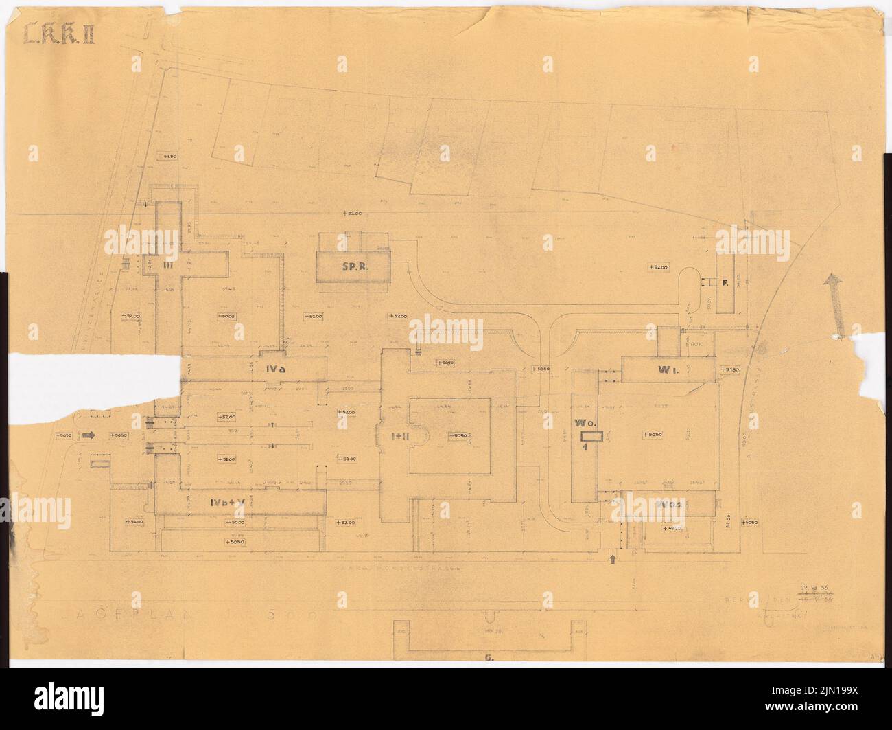 Foot Fritz (1889-1945), Air Circle Command (L.K.K.) II in Berlin-Dahlem (22. Juli 1936): Abteilung 1: 500. Leichter Bruch auf Karton, 74,4 x 99,4 cm (inklusive Scankanten) Fuß Fritz (1889-1945): Luftkreiskommando (L.K.K.) II, Berlin-Dahlem Stockfoto