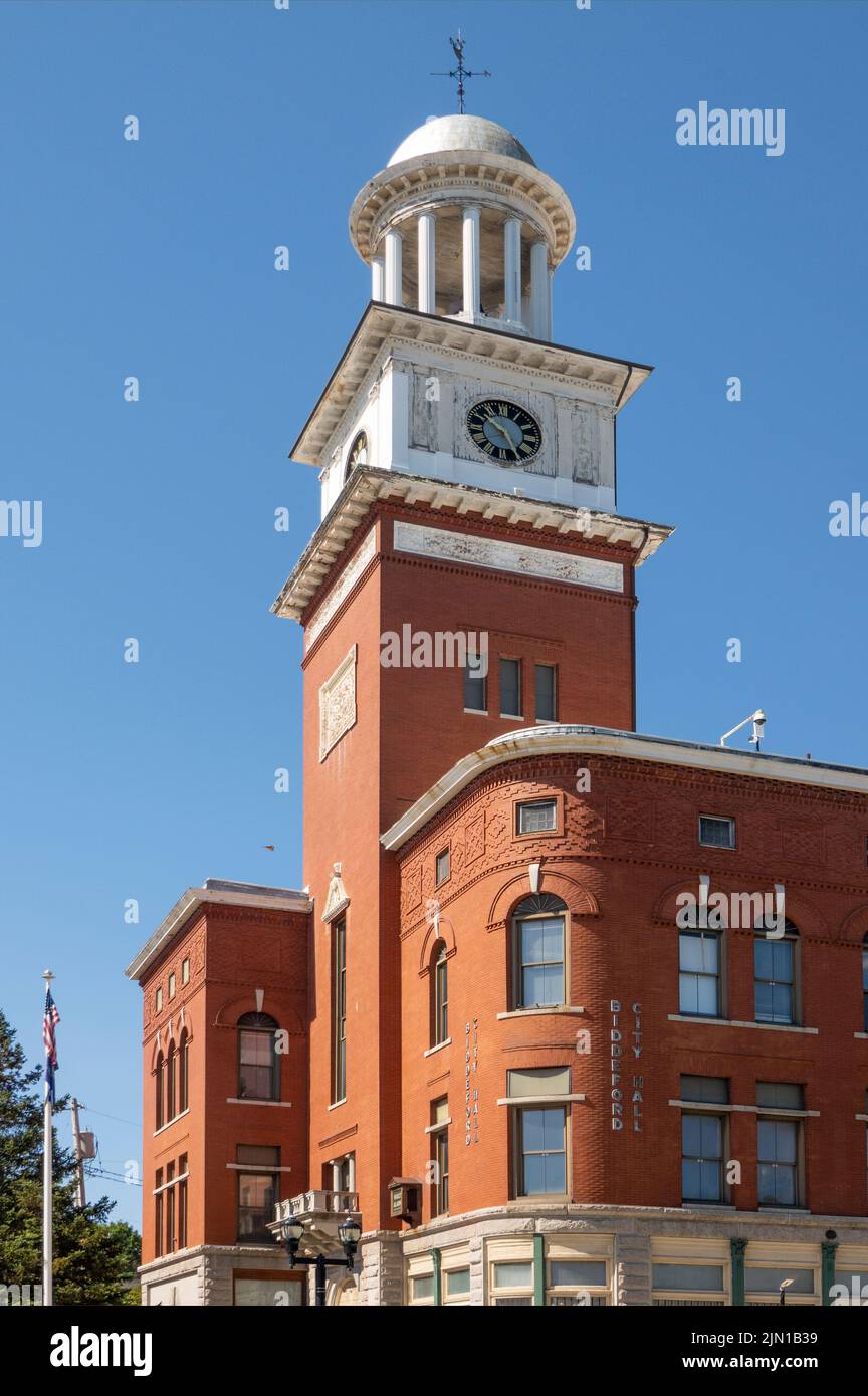 Rathaus in der Innenstadt von Biddeford Maine Stockfoto
