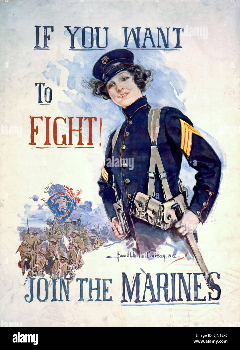 Wenn Ihr kämpfen wollt! Join the Marines (1915) Poster zur Zeit des Ersten Weltkriegs von Howard Chandler Christy Stockfoto