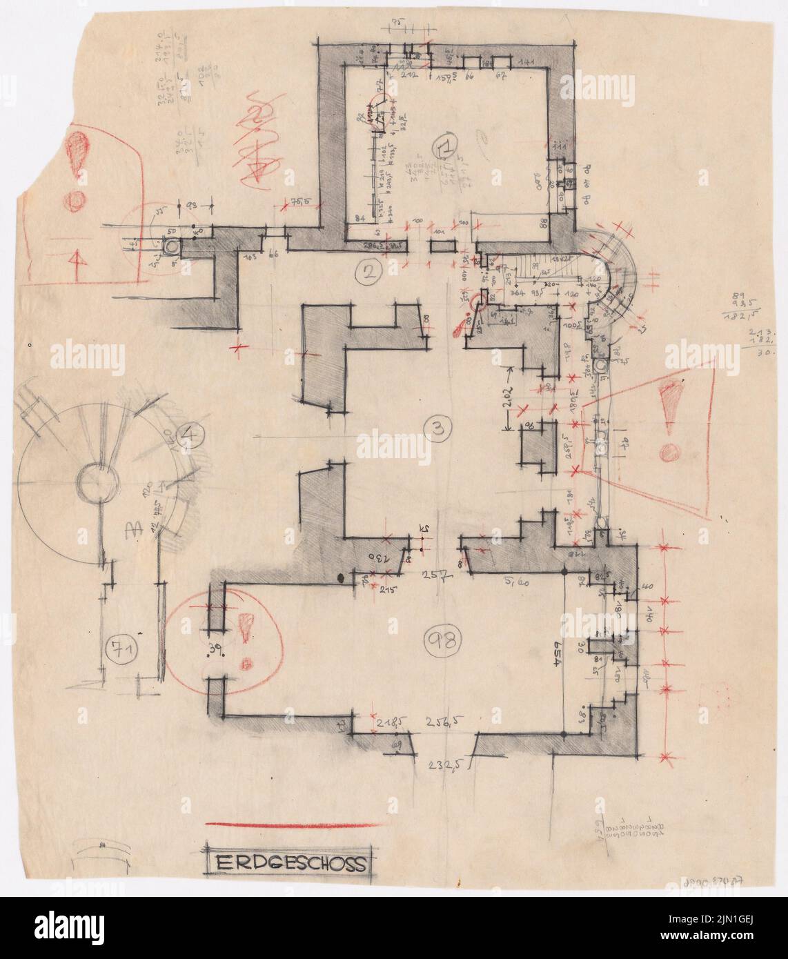 Böhmer Franz (1907-1943), Schloss Posen, Posen (1939-1943): Planinhalt N.N. entdeckt. Material/Technik N.N. aufgenommen, 50,2 x 44,1 cm (inklusive Scankanten) Böhmer & Petrich : Schloss Posen, Posen. Umbau Stockfoto