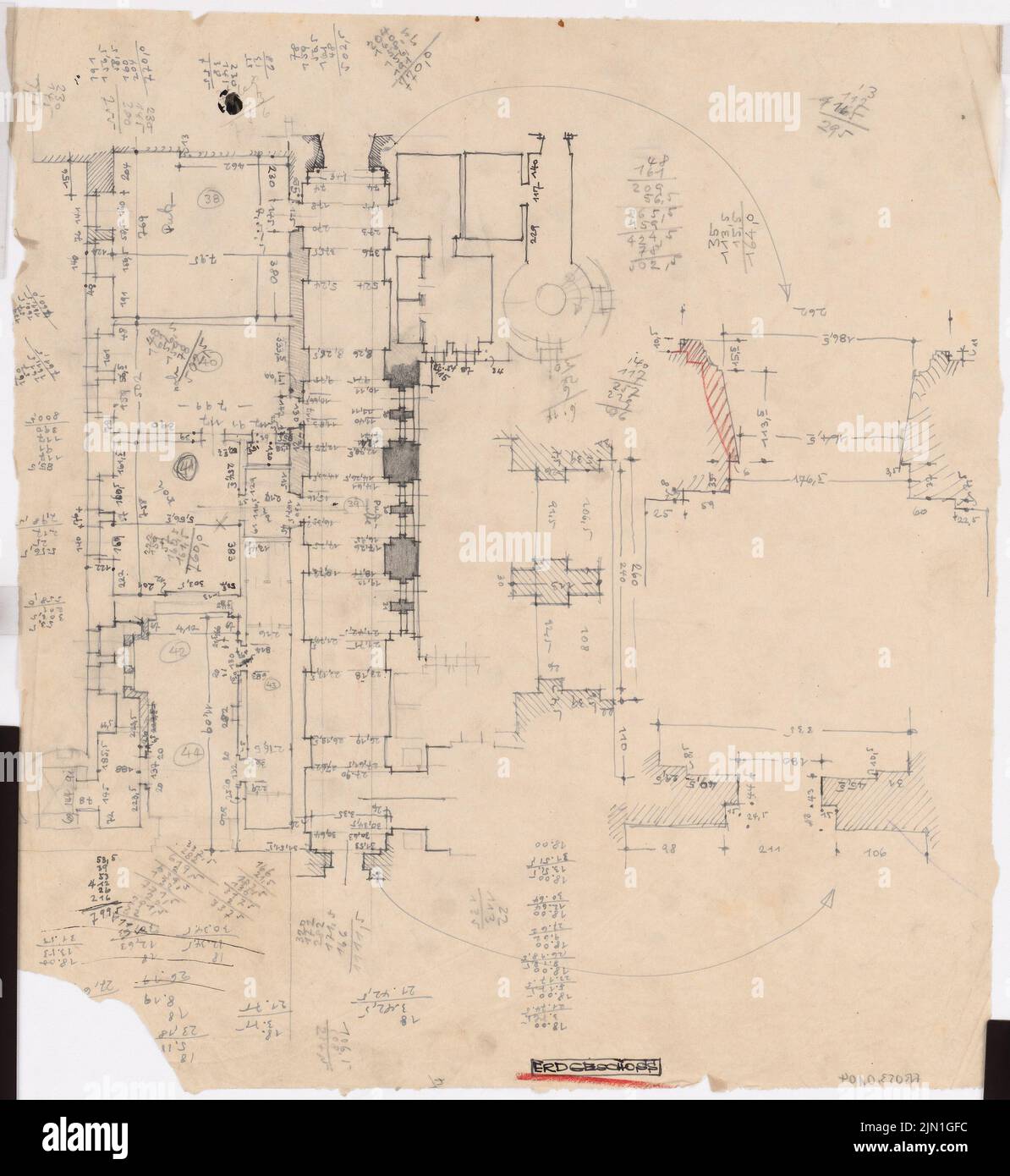 Böhmer Franz (1907-1943), Schloss Posen, Posen (1939-1943): Planinhalt N.N. entdeckt. Material/Technologie N.N. Aufgenommen, 49,4 x 45,4 cm (inklusive Scan-Kanten) Böhmer & Petrich : Schloss Posen, Posen. Umbau Stockfoto