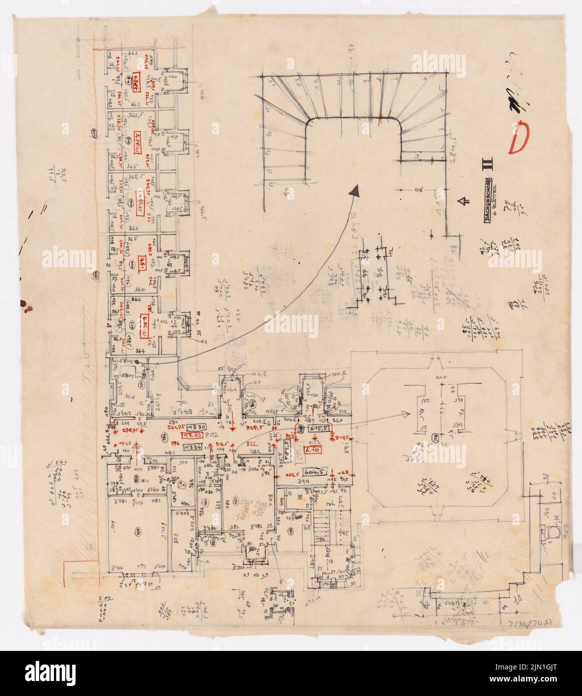 Böhmer Franz (1907-1943), Schloss Posen, Posen (1939-1943): Planinhalt N.N. entdeckt. Material/Technologie N.N. Aufgenommen, 52,8 x 47,2 cm (inklusive Scan-Kanten) Böhmer & Petrich : Schloss Posen, Posen. Umbau Stockfoto