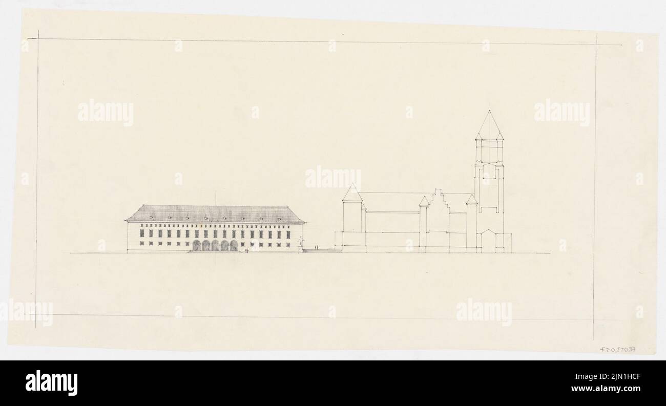 Böhmer Franz (1907-1943), Schloss Posen, Posen (1939-1943): Planinhalt N.N. entdeckt. Material/Technologie N.N. Aufgenommen, 35,2 x 65,1 cm (inklusive Scan-Kanten) Böhmer & Petrich : Schloss Posen, Posen. Erweiterndungsbau Stockfoto