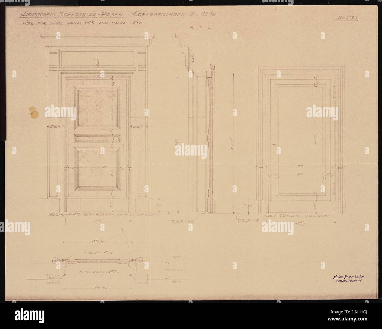 Böhmer Franz (1907-1943), Schloss Posen, Posen (1939-1943): Planinhalt N.N. entdeckt. Material/Technologie N.N. Aufgenommen, 51,1 x 64,6 cm (inklusive Scan-Kanten) Böhmer & Petrich : Schloss Posen, Posen. Umbau Stockfoto