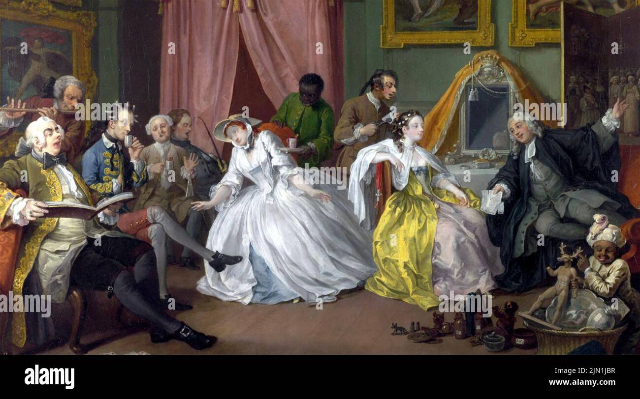 WILLIAM HOGARTH (1697-1764) englischer Künstler. La Toilette aus seiner Serie Mariage A-la-Mode aus dem Jahr 1743-45 Stockfoto