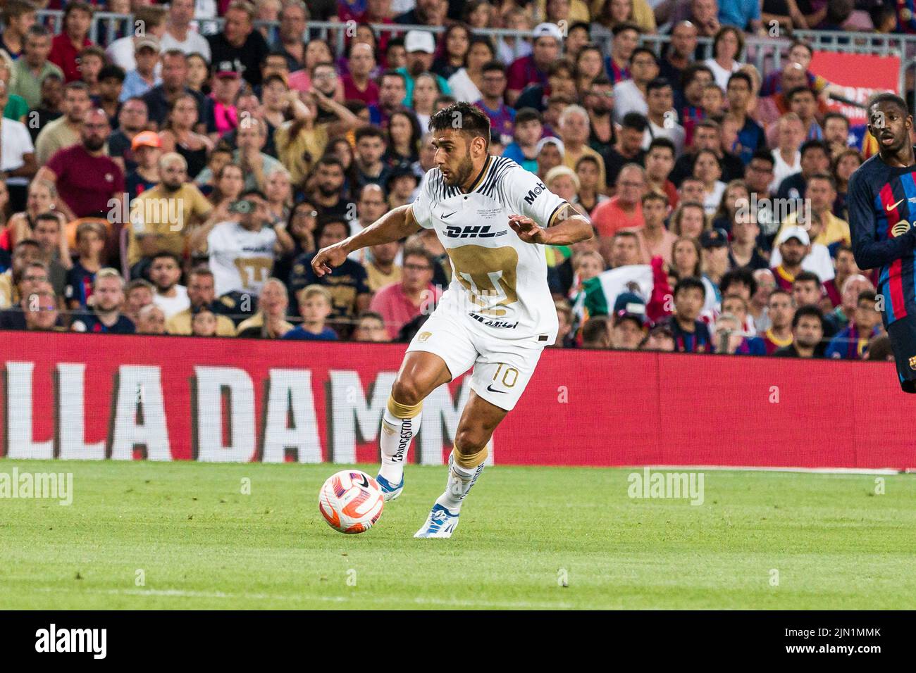 Eduardo Salvio von Pumas während des Fußballspiels der Joan Gamper Trophy zwischen dem FC Barcelona und Pumas UNAM am 7. August 2022 im Spotify Camp Nou in Barcelona, Spanien - Foto: Javier Borrego/DPPI/LiveMedia Stockfoto