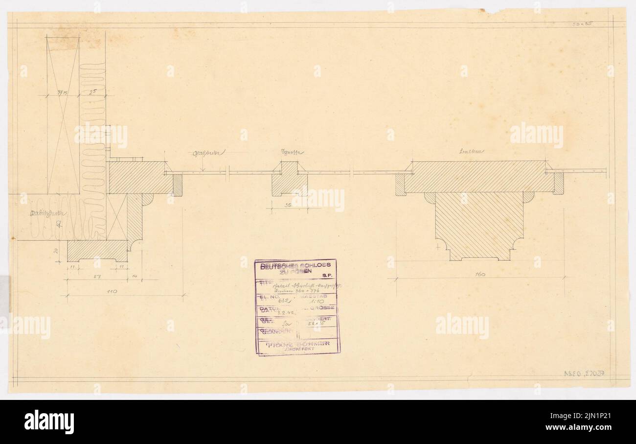 Böhmer Franz (1907-1943), Schloss Posen, Posen (1939-1943): Planinhalt N.N. entdeckt. Material/Technologie N.N. Aufgenommen, 38 x 60,4 cm (inklusive Scan-Kanten) Böhmer & Petrich : Schloss Posen, Posen. Umbau Stockfoto