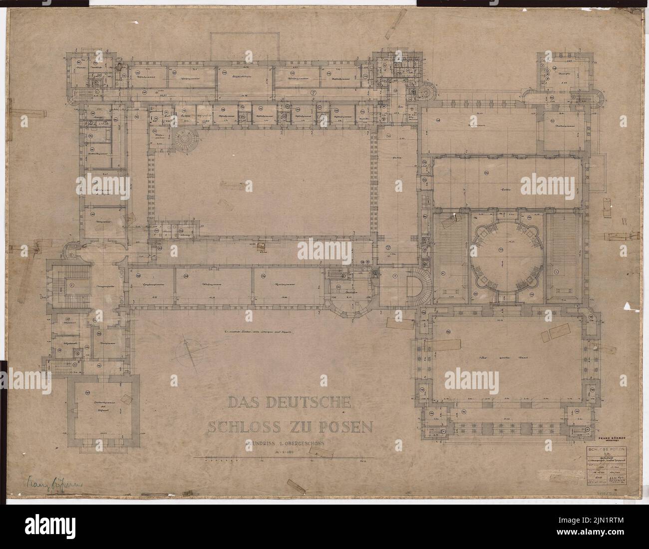 Böhmer Franz (1907-1943), Schloss Posen, Posen (1939-1943): Planinhalt N.N. entdeckt. Material/Technologie N.N. Aufgenommen, 99,8 x 128,2 cm (inklusive Scan-Kanten) Böhmer & Petrich : Schloss Posen, Posen. Umbau Stockfoto