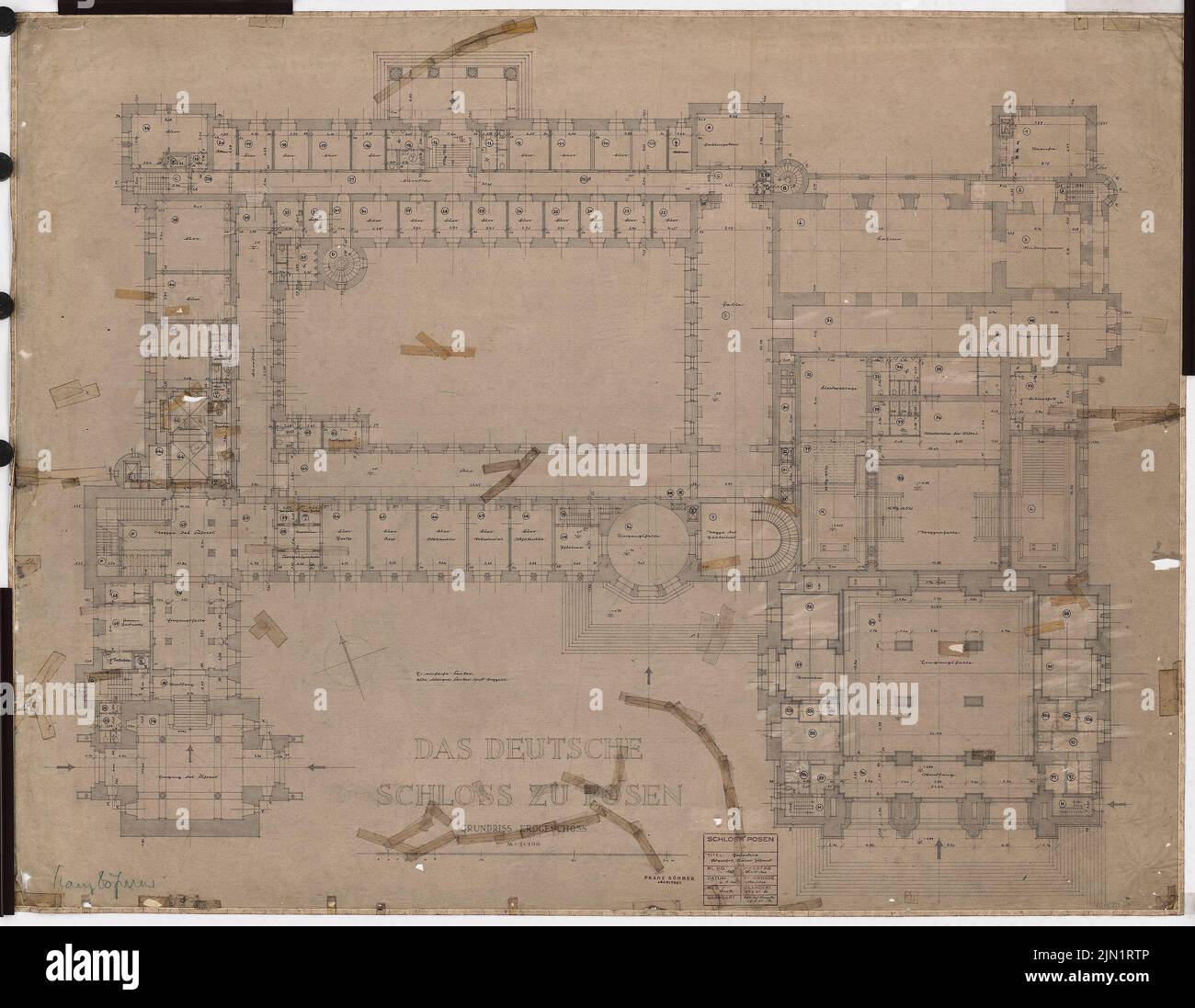 Böhmer Franz (1907-1943), Schloss Posen, Posen (1939-1943): Planinhalt N.N. entdeckt. Material/Technik N.N. aufgenommen, 98,8 x 127,5 cm (inklusive Scankanten) Böhmer & Petrich : Schloss Posen, Posen. Umbau Stockfoto