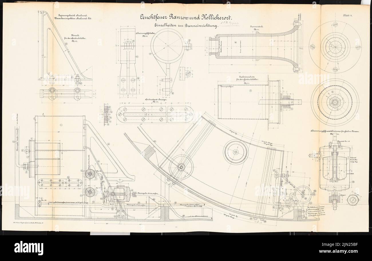 N.N., Luminous Fire, Ranzow, Collicker Ort: Brenngerät: Details 1: 2, 1: 1. Lithographie auf Papier, 70,3 x 111,3 cm (einschließlich Scankanten) Stockfoto