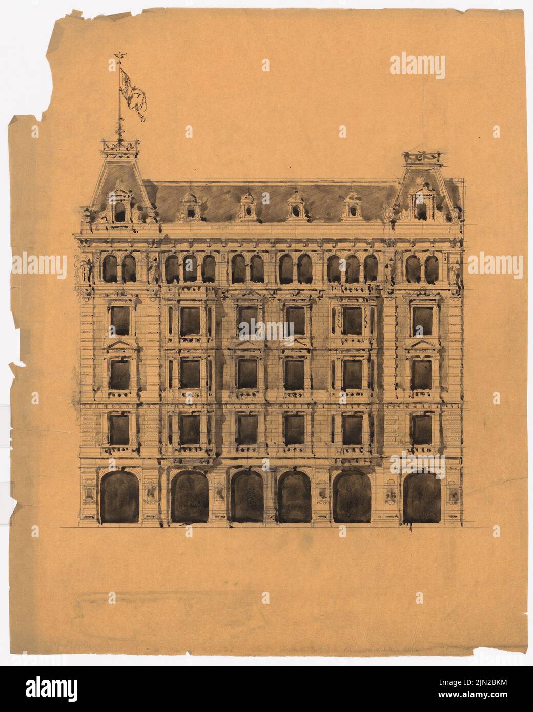 Knoblauch & Wex, Aquarium unter den Linden, Berlin: 4. Design: Upper. Bleistift, Tinte, Kreide auf Transparent, 53,7 x 43 cm (inklusive Scankanten) Stockfoto