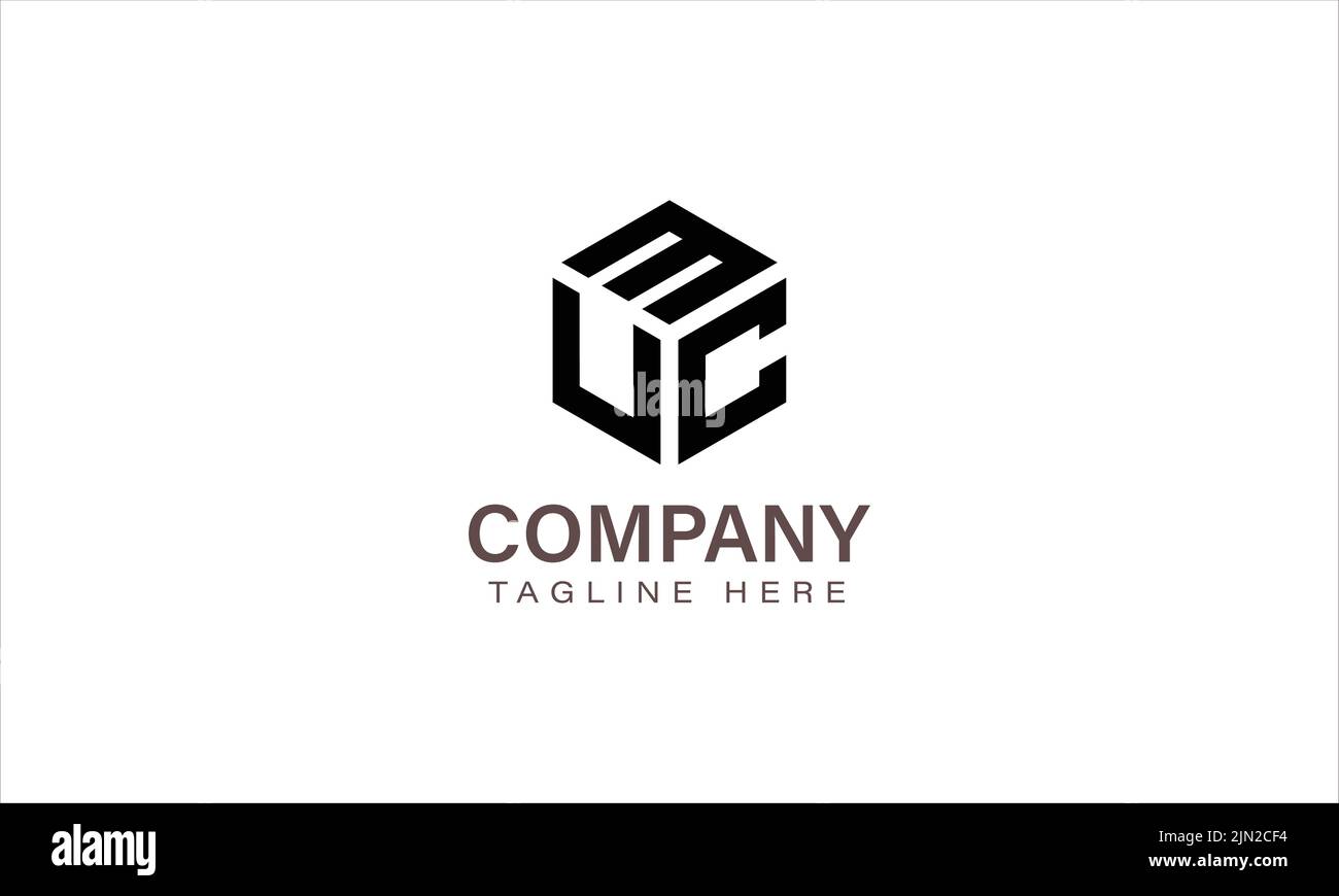 MUC-Logo, Logo mit drei Buchstaben, M U C-Sechskantform-Vektorsymbol-Vorlage Stock Vektor