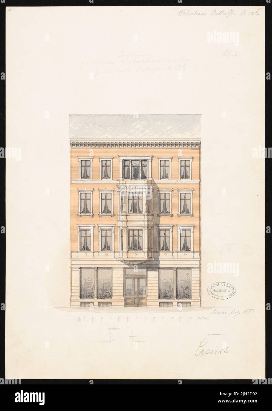 Knoblauch & Wex, Ritterstraße 61-65 Wohngebäude, Berlin: Knoblauch Nr. 64: View. Tinte, Bleistift, Wasserfarben auf Papier, 44,1 x 31,3 cm (einschließlich Scankanten) Stockfoto