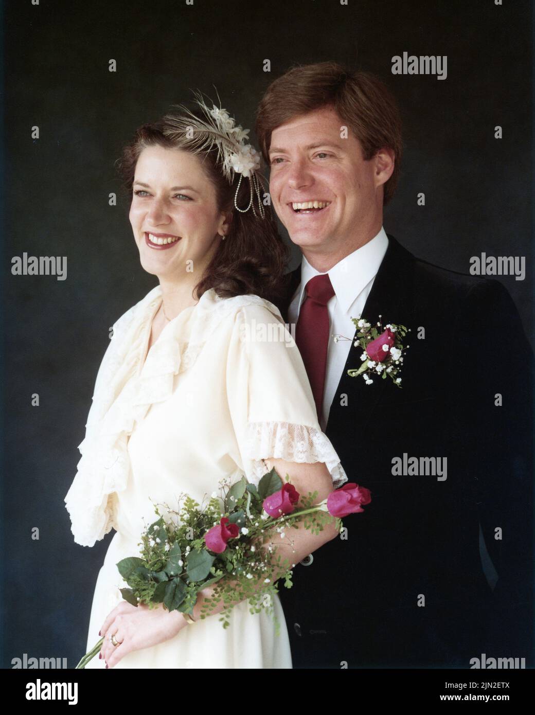 Vintage 1981 Hochzeitsbild, Kalifornien, Vereinigte Staaten Stockfoto