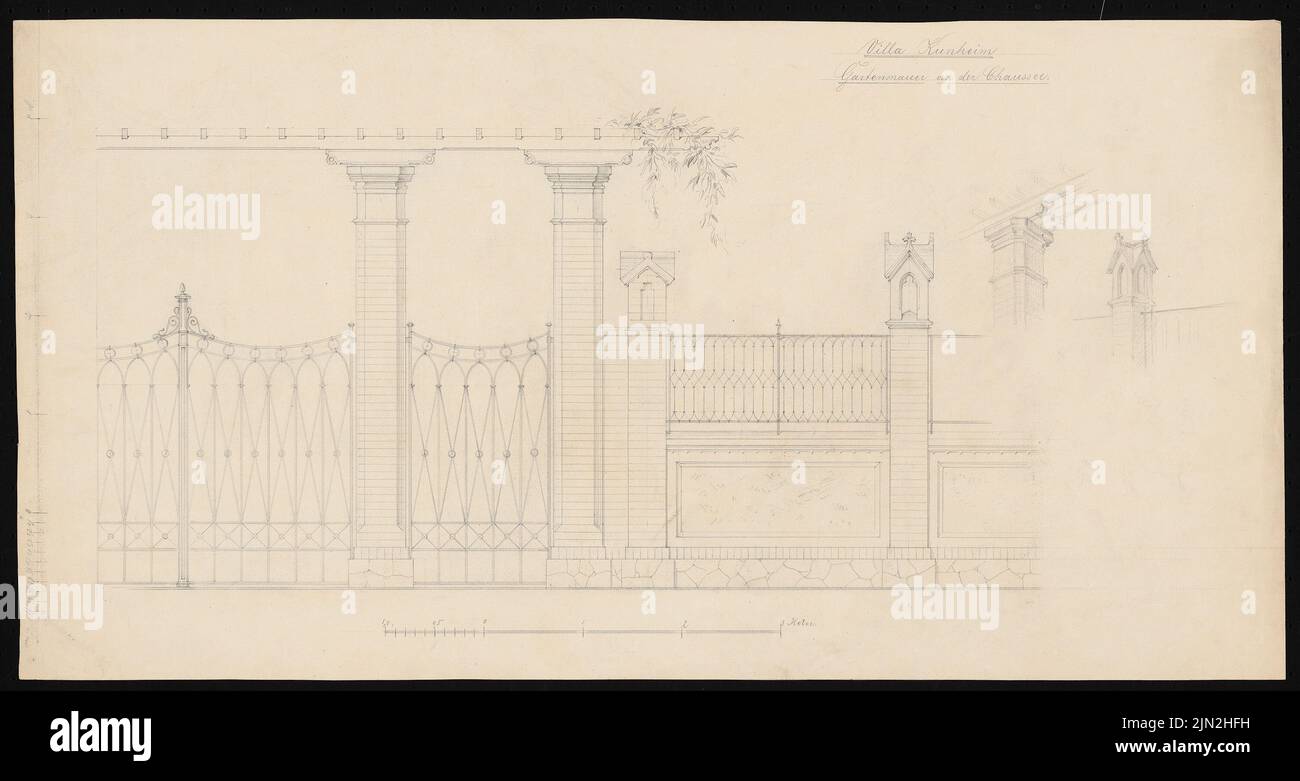 Knoblauch Gustav (1833-1916), Villa Kunheim, Berlin-Niederschönweide: Gartenmaus auf dem Chaussee. Bleistift auf Papier, 34,8 x 65,5 cm (einschließlich Scankanten) Stockfoto