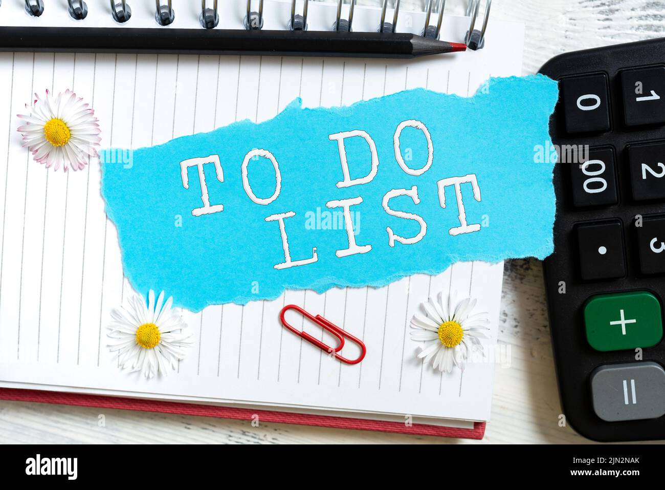 Handschriftliche To-Do-Liste. Wort für Eine Struktur, die in der Regel in Papier mit Ihrer Aufgabe erstellt wurde Neue Ideen auf Papier über Notizbuch geschrieben Stockfoto