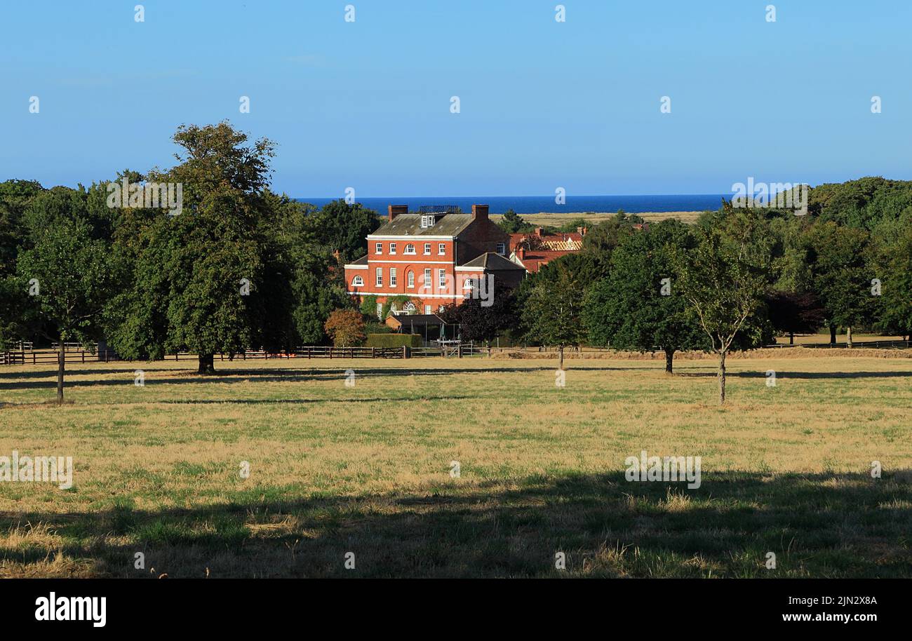 Die Halle, Parkland, Nordsee, Thornham, Norfolk, Herrenhaus aus dem 18.. Jahrhundert Stockfoto