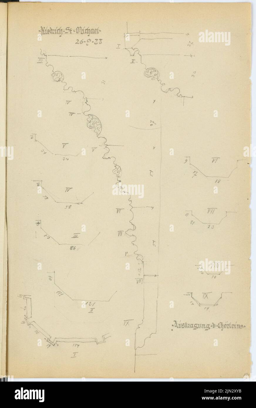Stiehl Otto (1860-1940): Skizze und Fotoalbum 2: St. Michaelskapelle, Kiedrich Stockfoto