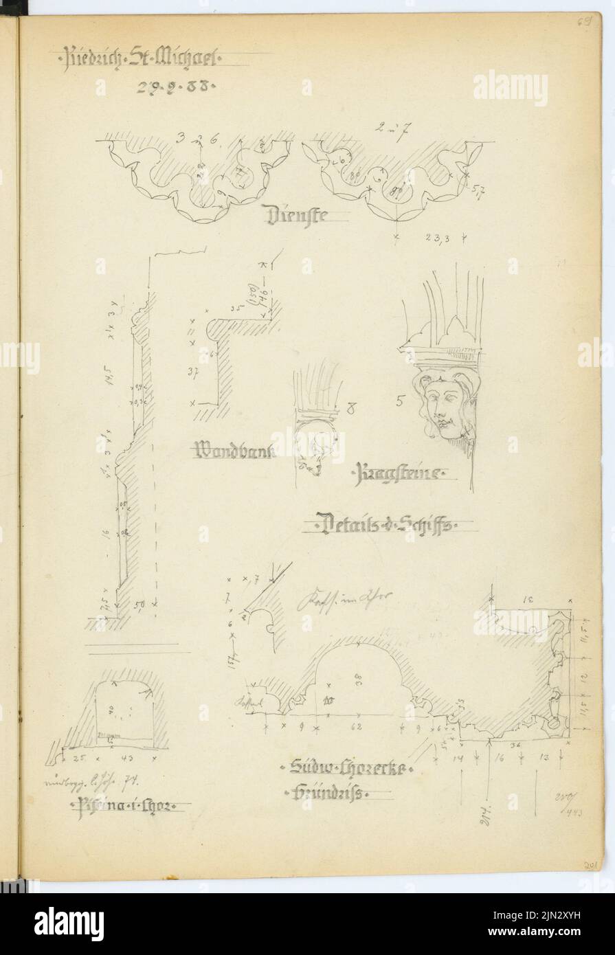 Stiehl Otto (1860-1940): Skizze und Fotoalbum 2: St. Michaelskapelle, Kiedrich Stockfoto