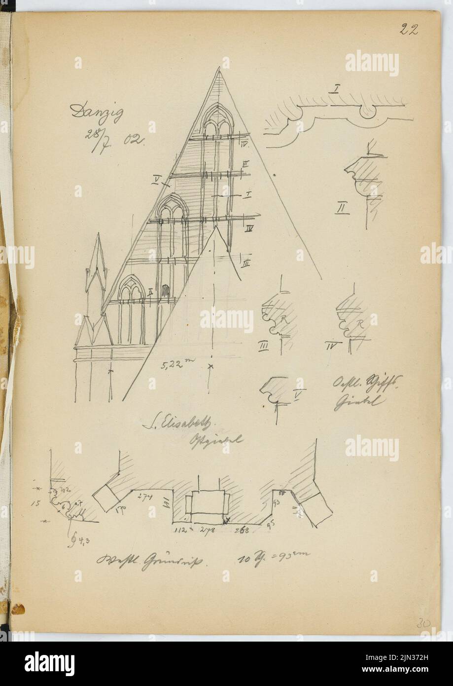St. Elisabeth, Danzig: Details (aus: Skizze und Fotoalbum 20) Stockfoto