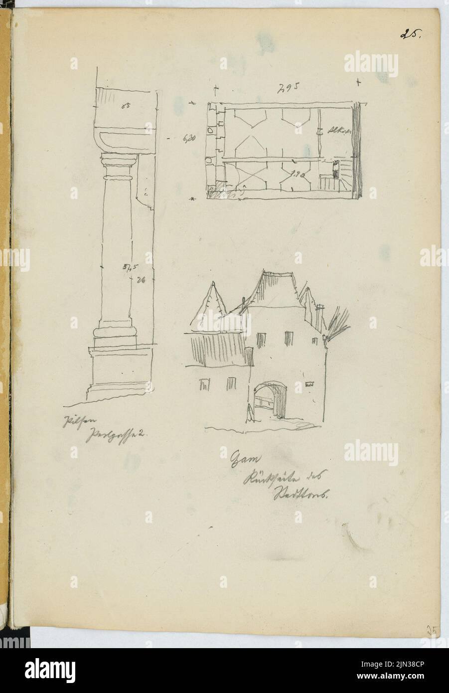 Rathaus, cham: Grundriss, Ansicht, Detail (aus: Skizze und Fotoalbum 21 ...