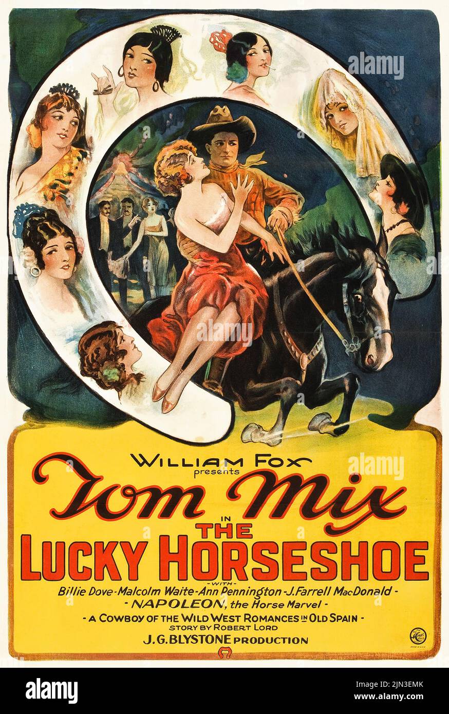 Vintage Filmposter für den Film The Lucky Horseshoe von 1925 mit Tom Mix Stockfoto