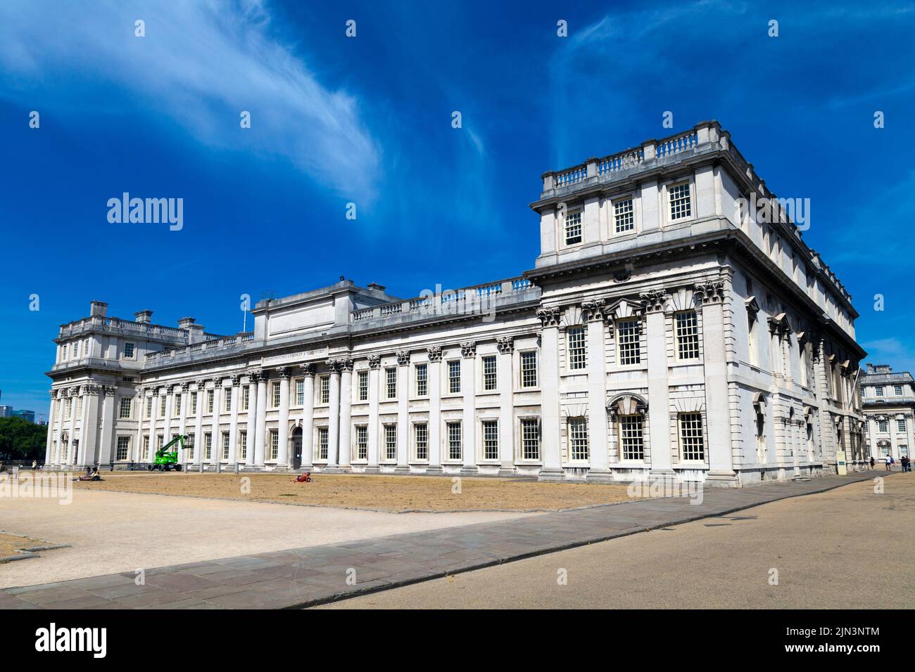 Klassizistischen Gebäude der Trinity Laban Konservatorium für Musik und Tanz außen in Old Royal Naval College in Greenwich, London. Großbritannien Stockfoto