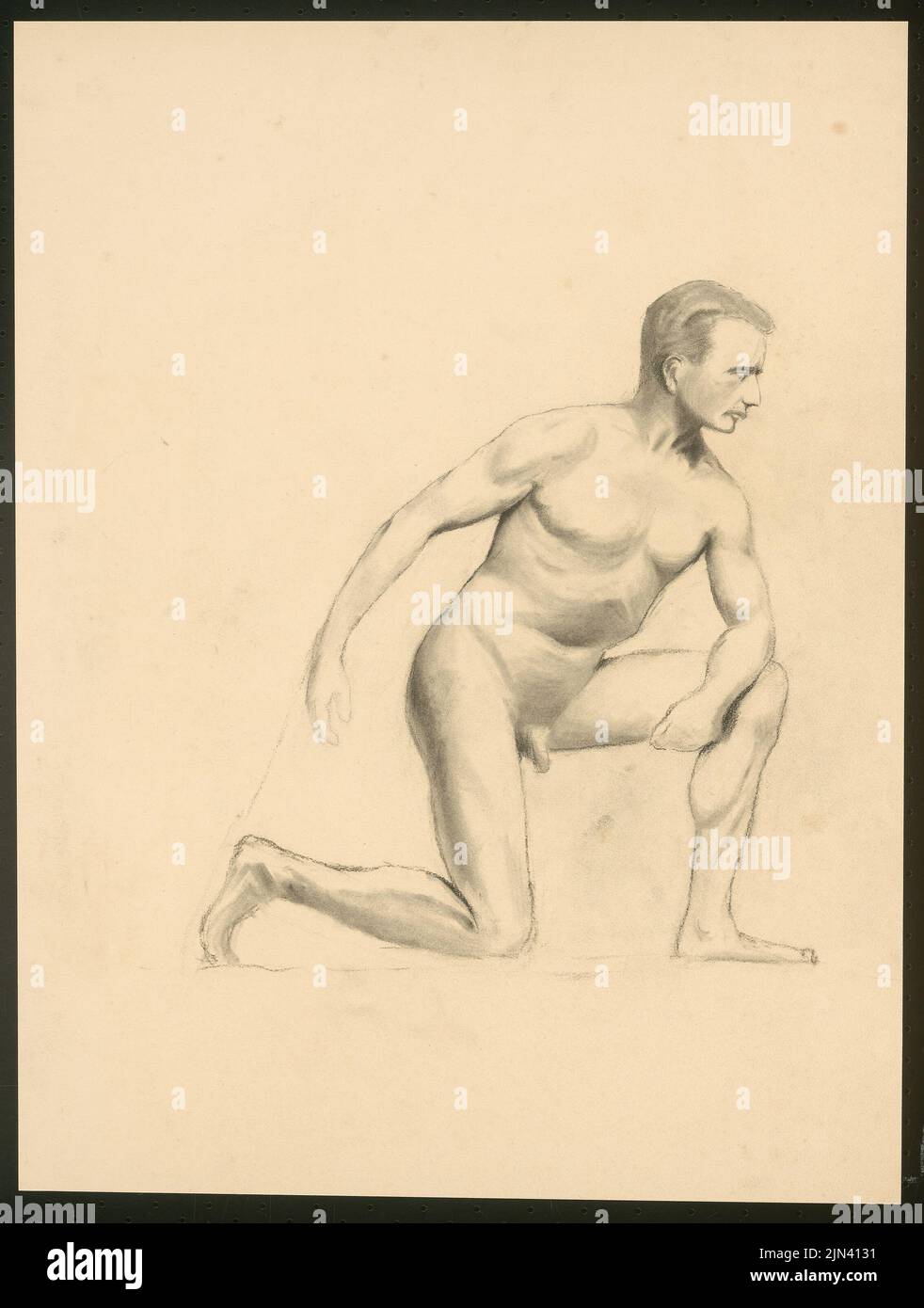 Hans Anton von Werner (1881-1921, als Zeichner): Männlicher Akt Stockfoto