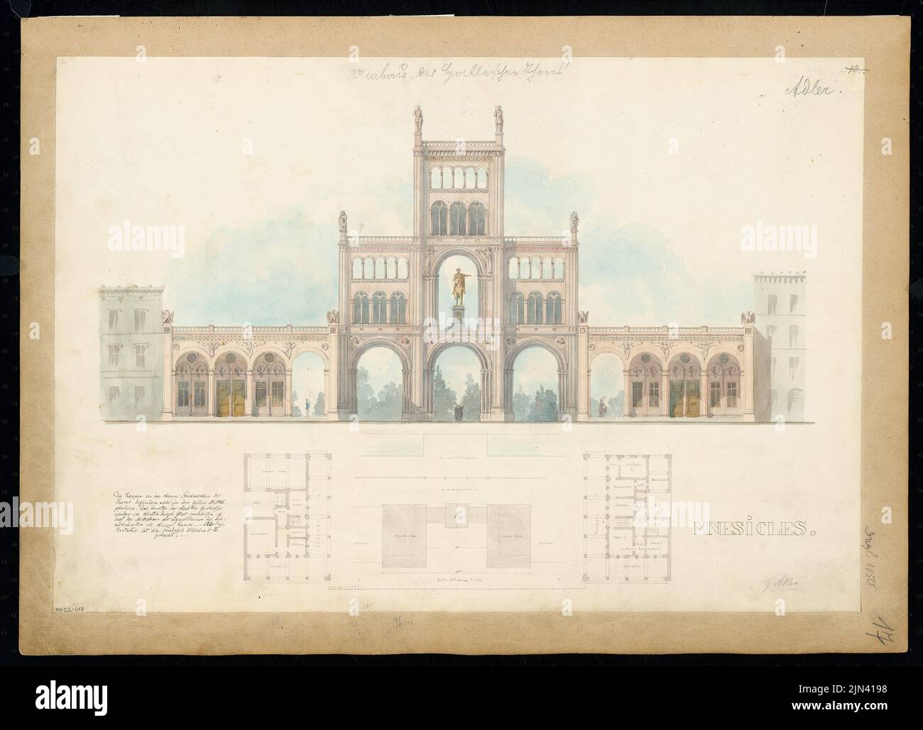 Friedrich Adler (1827-1908): Umbau des Halleschen Tors, Berlin-Kreuzberg. Monatliches Gewinnspiel im Dezember 1850 Stockfoto