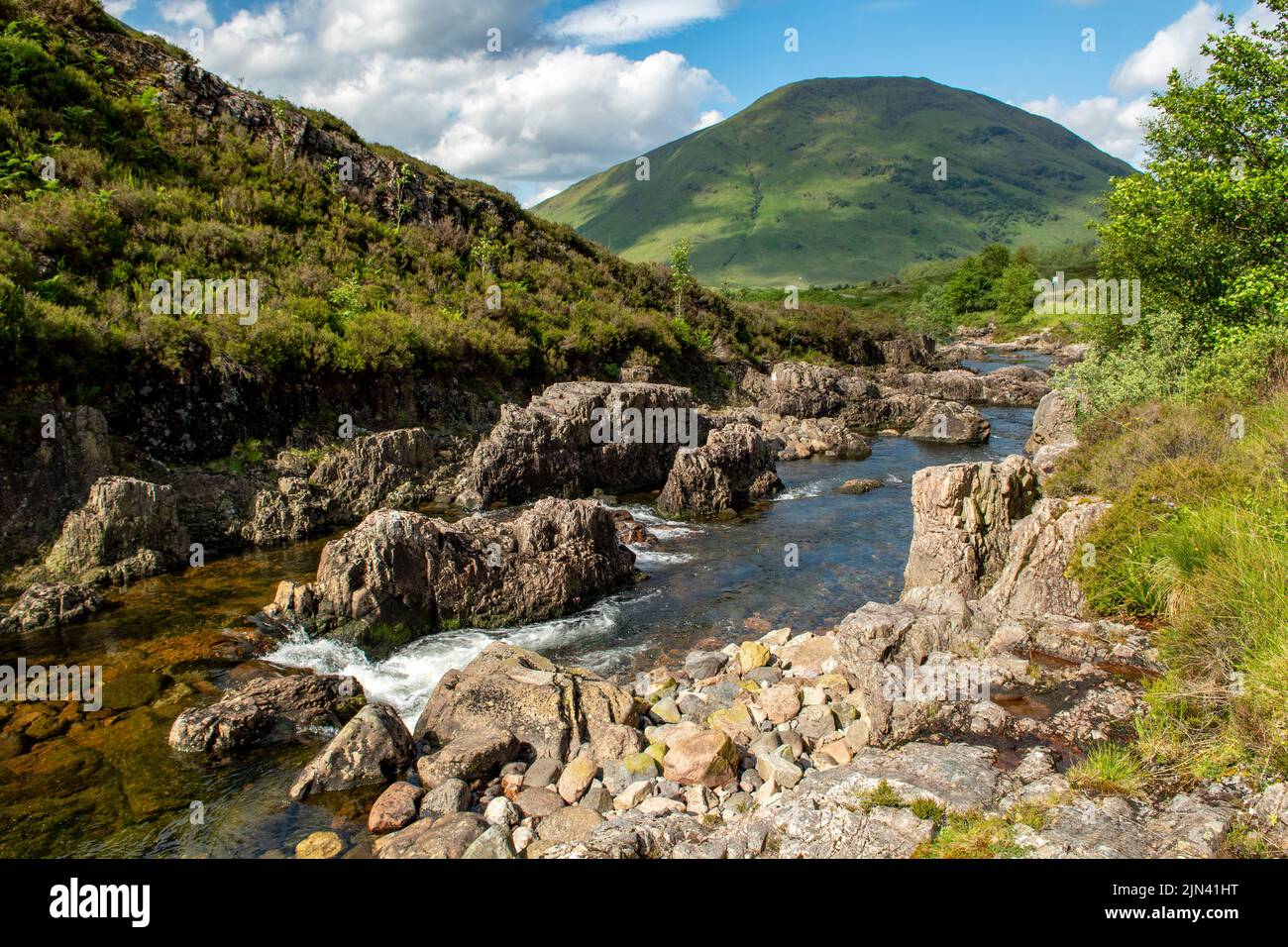River Coe, Glencoe, Argyll, Schottland Stockfoto