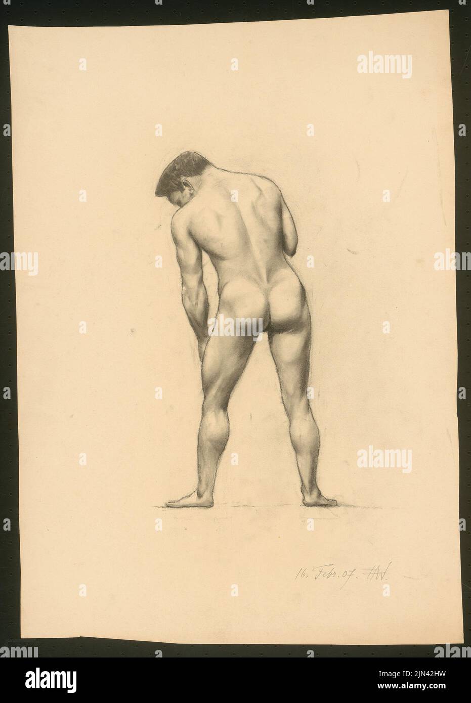 Hans Anton von Werner (1881-1921, als Zeichner): Männlicher Akt Stockfoto