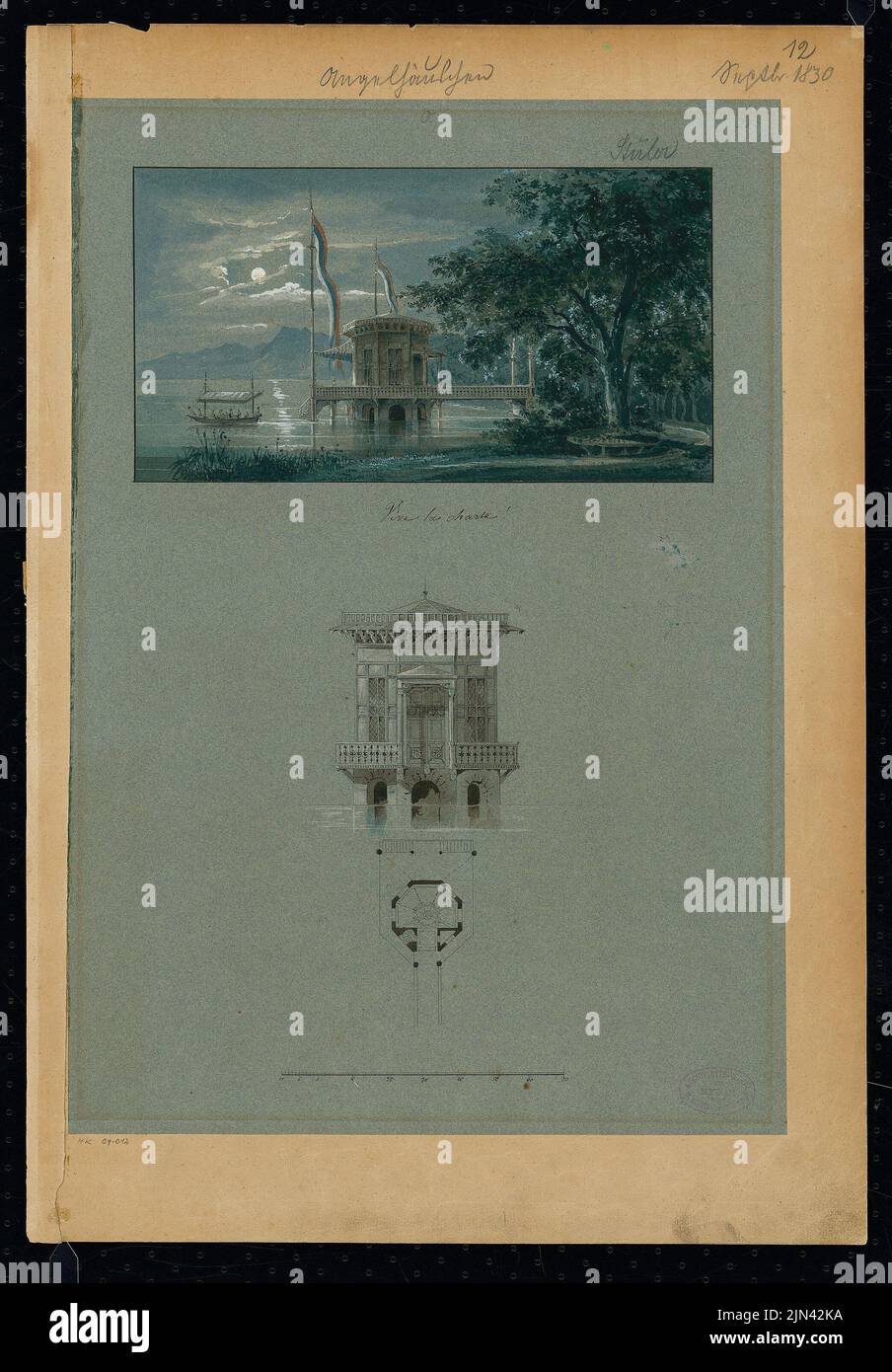 Friedrich August Stüler (1800-1865): Fischerhäuser. Monatliches Gewinnspiel im September 1830 Stockfoto