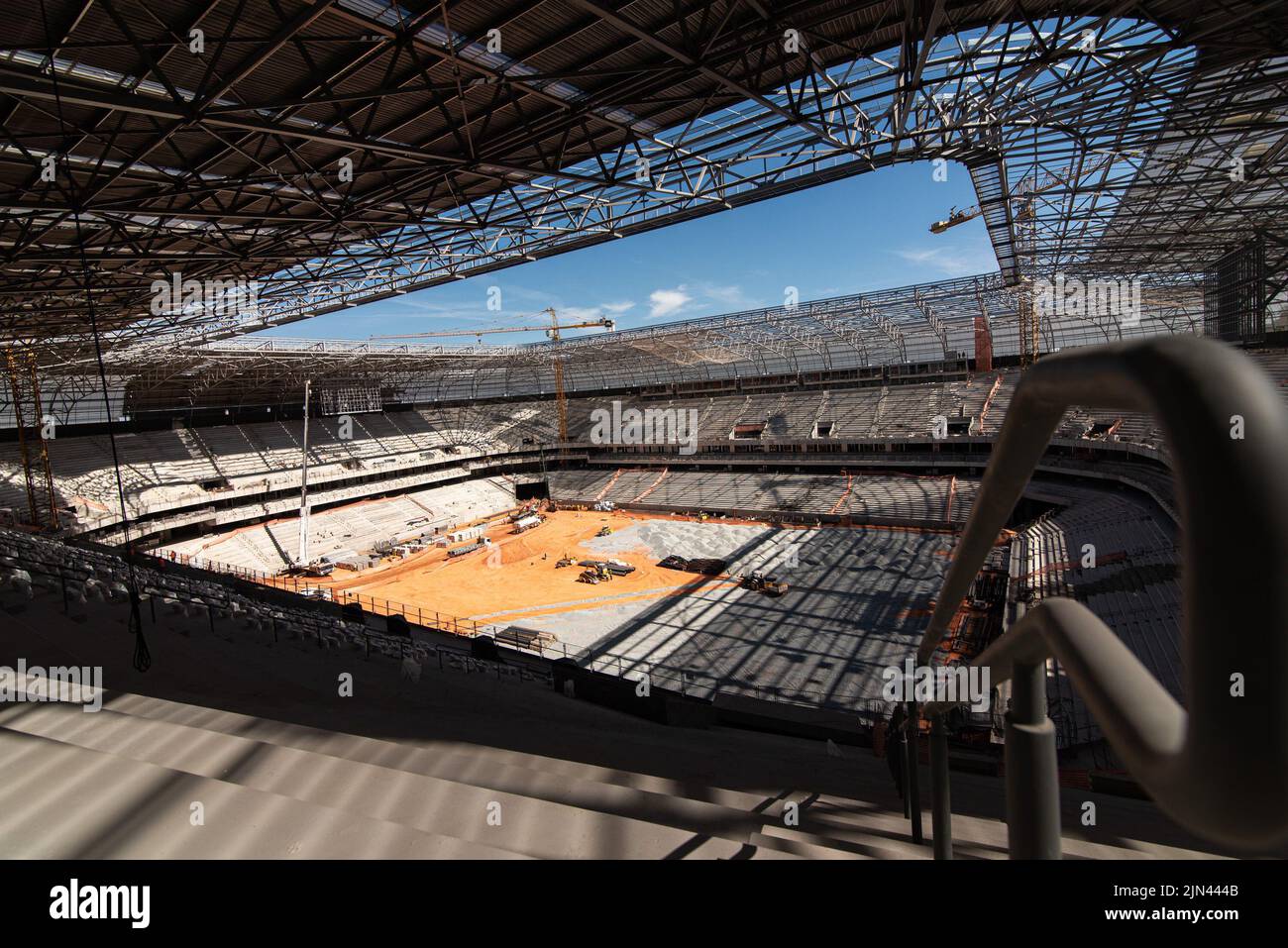 Belo Horizonte, Brasilien. 08. August 2022. MG - Belo Horizonte - 08/08/2022 - DATEI, WERKE ARENA MRV Allgemeine Ansicht des Arena MRV Stadion in der Stadt Belo Horizonte in Datei Fotos am letzten Tag aufgenommen 07/28/2022. Das Stadion ist im Bau und sollte eine Kapazität für über 40.000 Fans haben. Foto: Alessandra Torres/AGIF/Sipa USA Quelle: SIPA USA/Alamy Live News Stockfoto