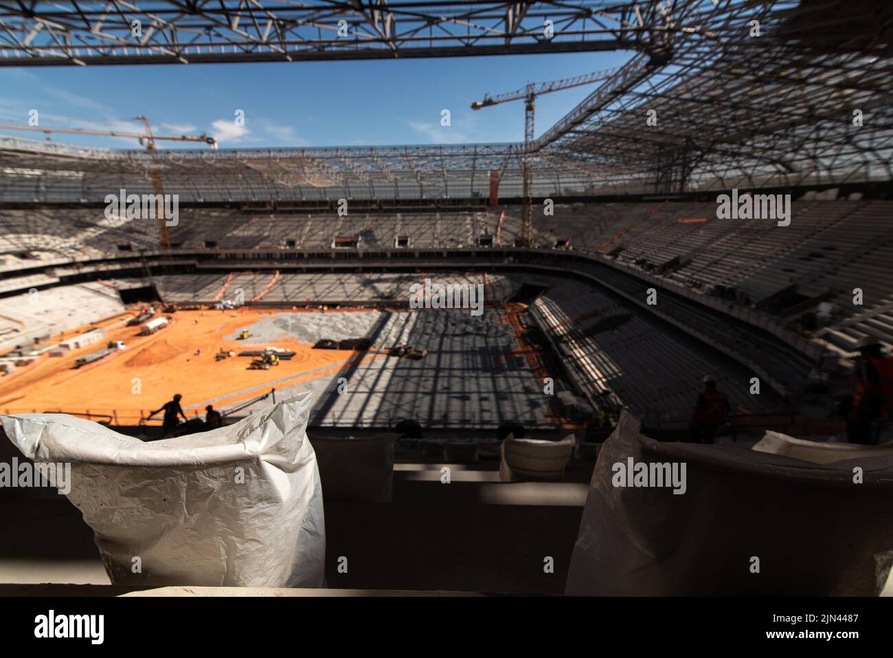 Belo Horizonte, Brasilien. 08. August 2022. MG - Belo Horizonte - 08/08/2022 - DATEI, WERKE ARENA MRV Allgemeine Ansicht des Arena MRV Stadion in der Stadt Belo Horizonte in Datei Fotos am letzten Tag aufgenommen 07/28/2022. Das Stadion ist im Bau und sollte eine Kapazität für über 40.000 Fans haben. Foto: Alessandra Torres/AGIF/Sipa USA Quelle: SIPA USA/Alamy Live News Stockfoto