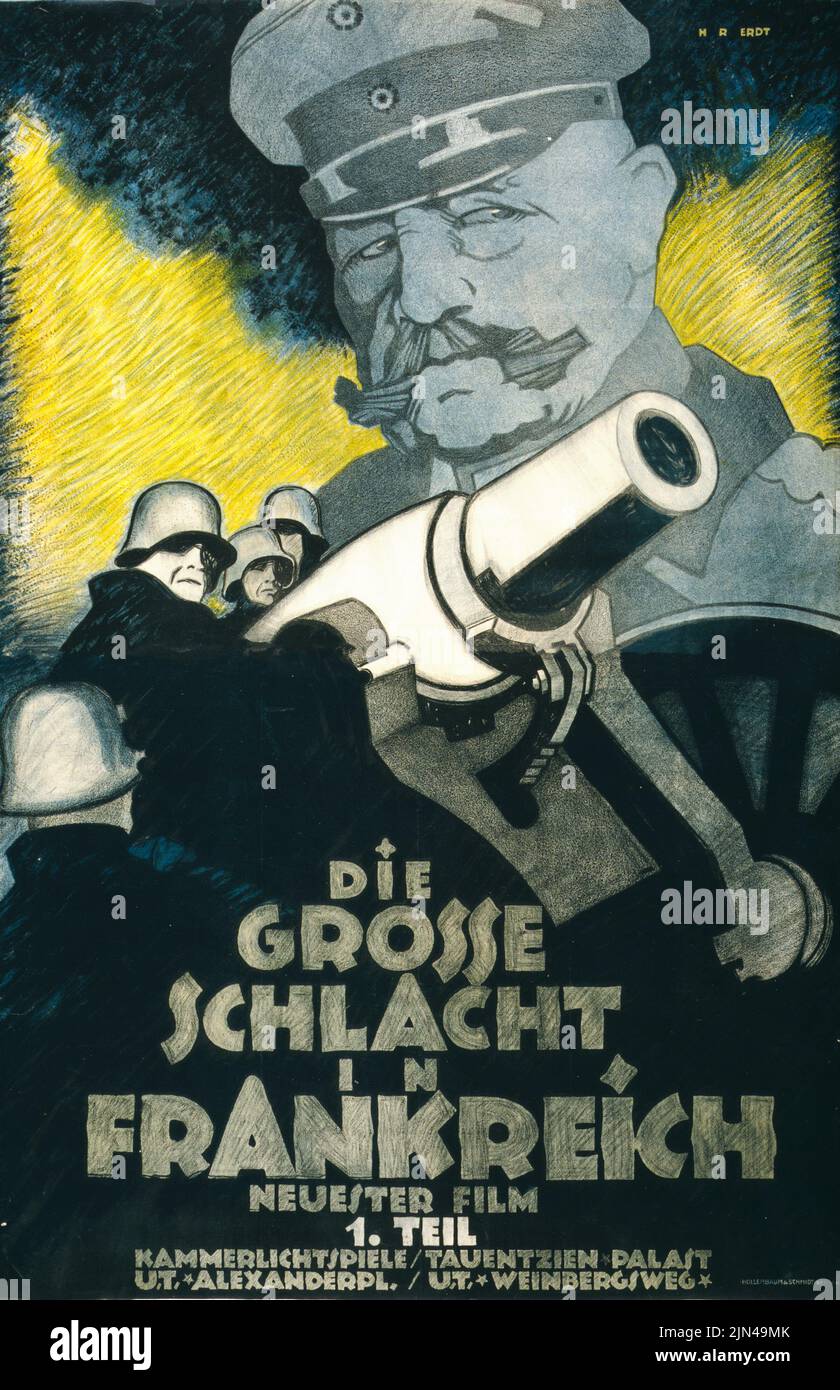 Die große Schlacht in Frankreich, Neuster Film (1918) Filmplakat aus der Zeit des Ersten Weltkriegs von Hans Rudi Erdt Stockfoto