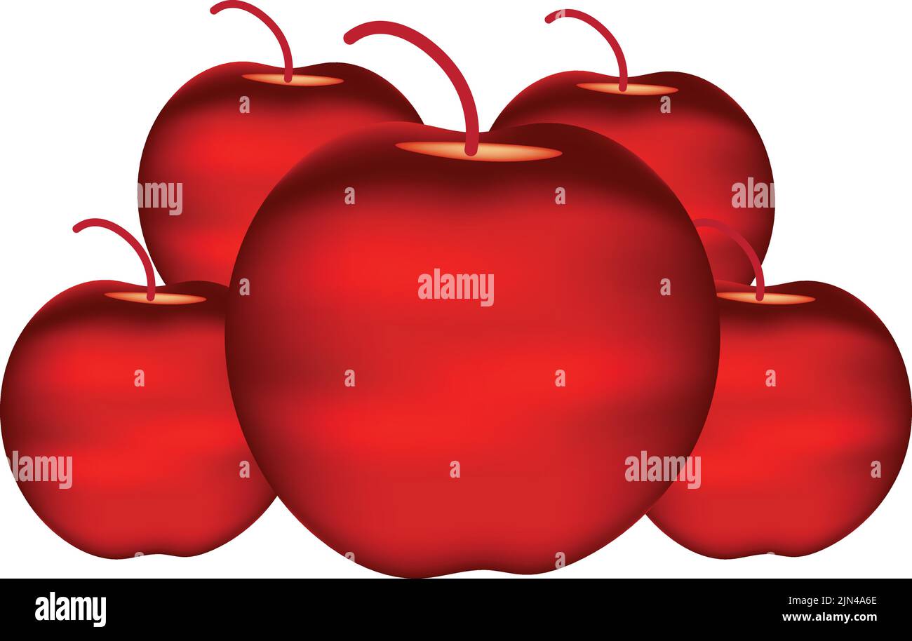 Illustration Kinder leuchtend roten Apfel mit einem Blatt mit einer Textur isoliert Stock Vektor