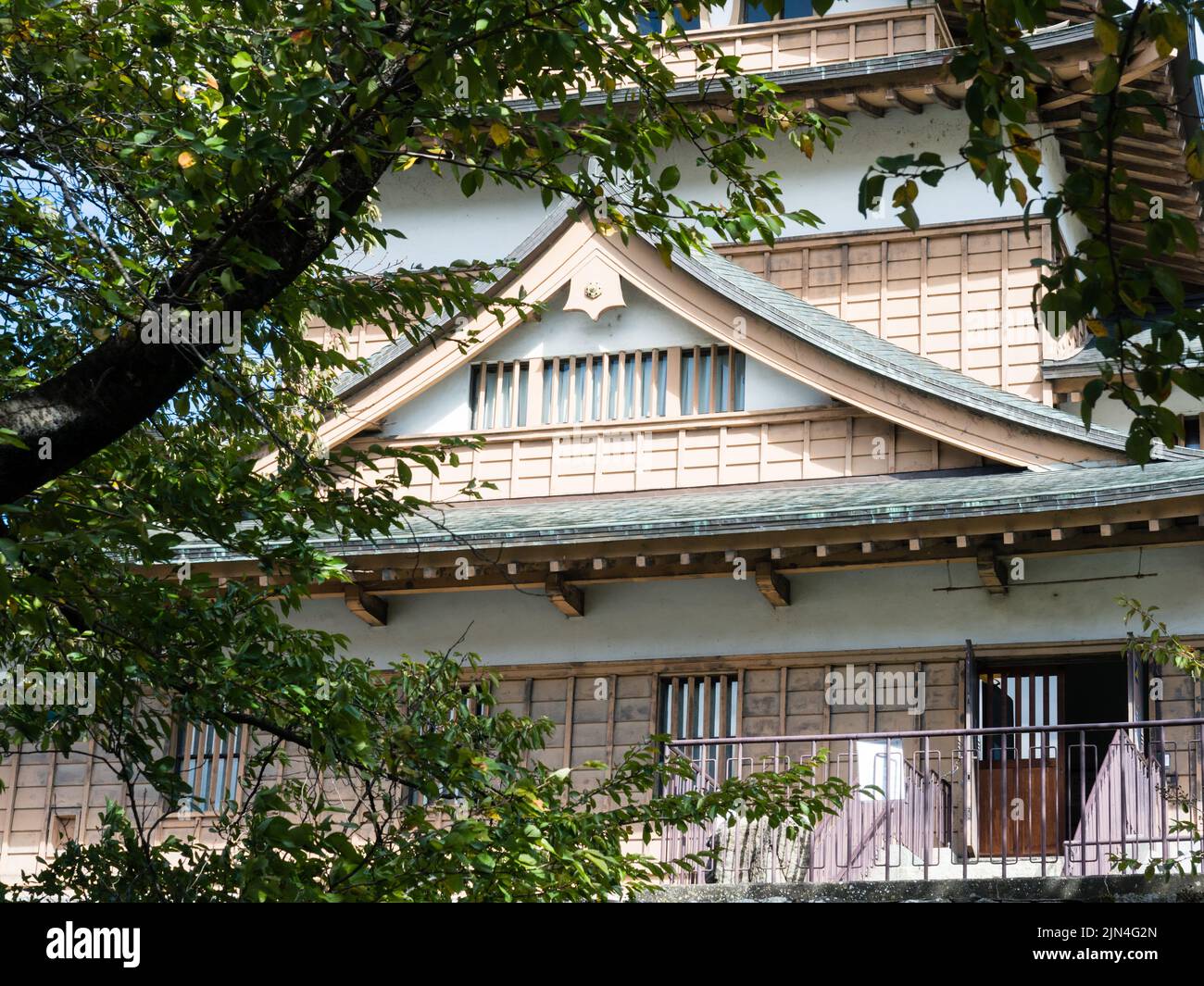 Rekonstruierte Hauptburg des historischen Takashima Schlosses in Suwa - Nagano Präfektur, Japan Stockfoto