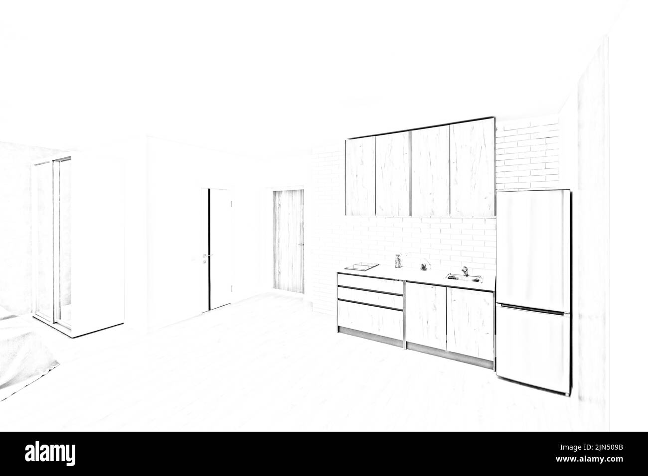 Skizzen Zeichnungen für neue Haus Renovierung architektonischen Stockfoto