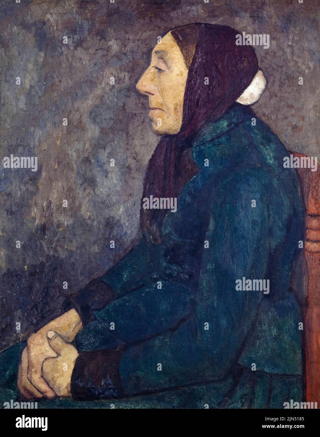 Paula Modersohn Becker, sitzende alte Bauernfrau, Porträtmalerei in Öl auf Leinwand, um 1903 Stockfoto