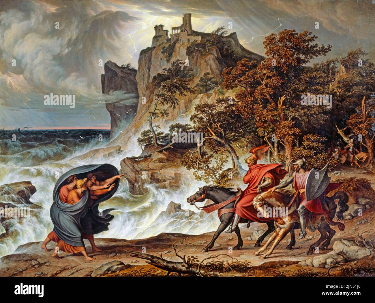 Macbeth und die Hexen, Ölgemälde auf Leinwand von Joseph Anton Koch, 1829-1830 Stockfoto