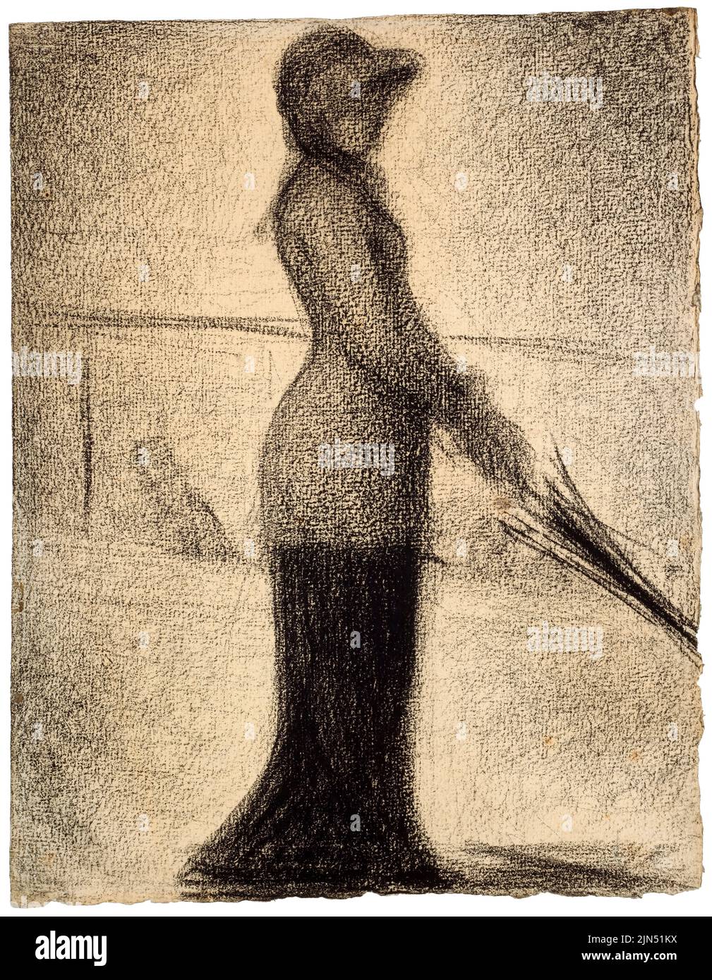 Georges Seurat, Frau mit Sonnenschirm, Zeichnung in conte Crayon, 1884-1886 Stockfoto