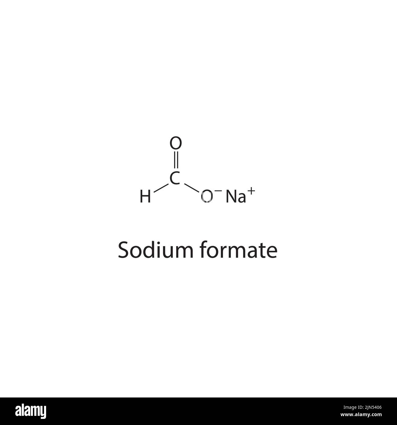 Natriumformat chemische Struktur auf weißem Hintergrund. Stock Vektor