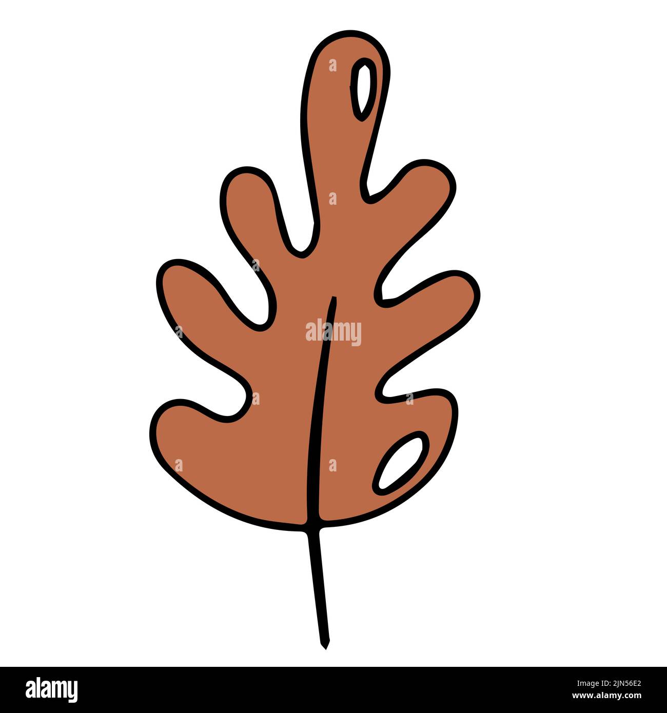 Herbstblatt aus Eichenholz im Doodle-Stil. Hallo, Herbst. Design oder Aufkleber. Isolierte Abbildung. Vektor Stock Vektor Herbstblatt aus Eichenholz im Doodle-Stil. Hallo, Herbst. Design oder Aufkleber. Isolierte Abbildung. Vektor Stock Vektor