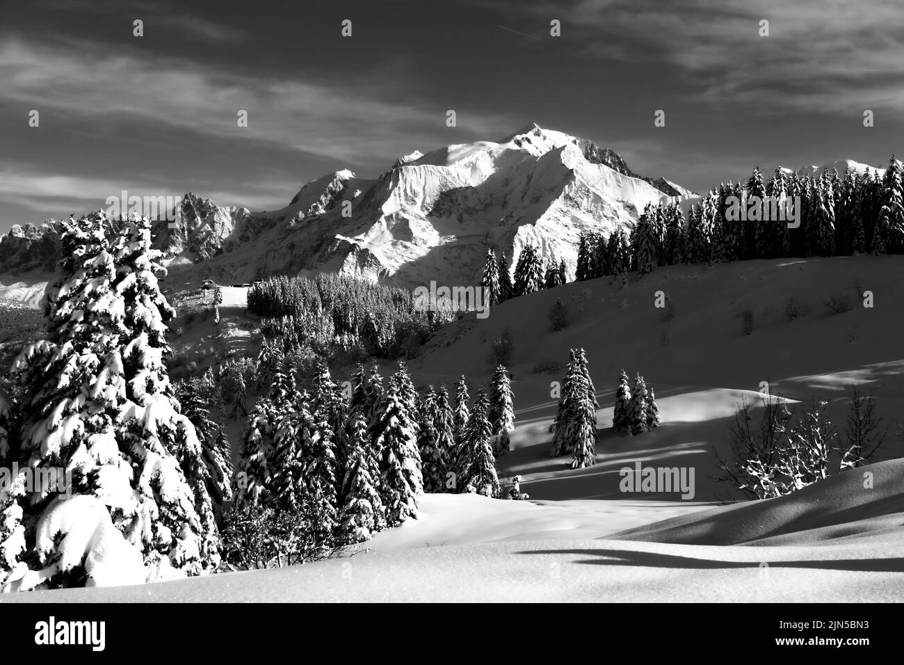 Le Mont Blanc est le plus haut sommet d'europe et de France, il se trouve sur la commune de Saint-Gervais. Stockfoto