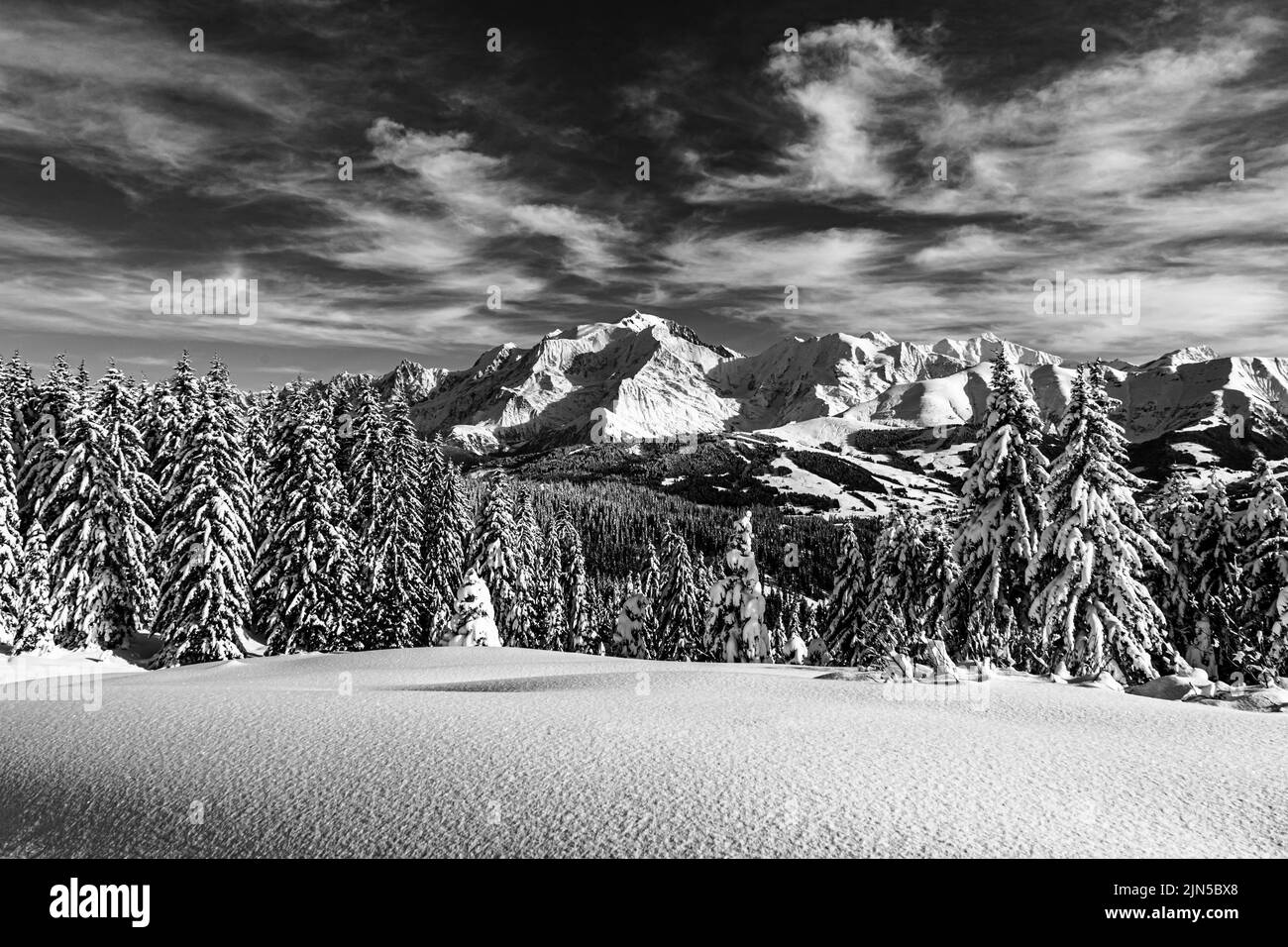 Le Mont Blanc est le plus haut sommet d'europe et de France, il se trouve sur la commune de Saint-Gervais. Stockfoto