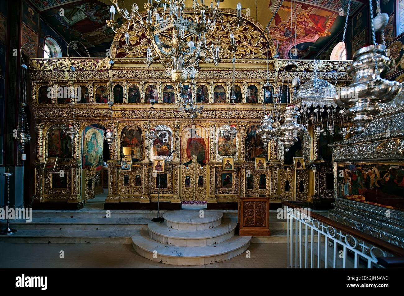 Altar des Heiligen Klosters von Agios Gerasimos auf der Insel Kefalonia, Griechenland Stockfoto