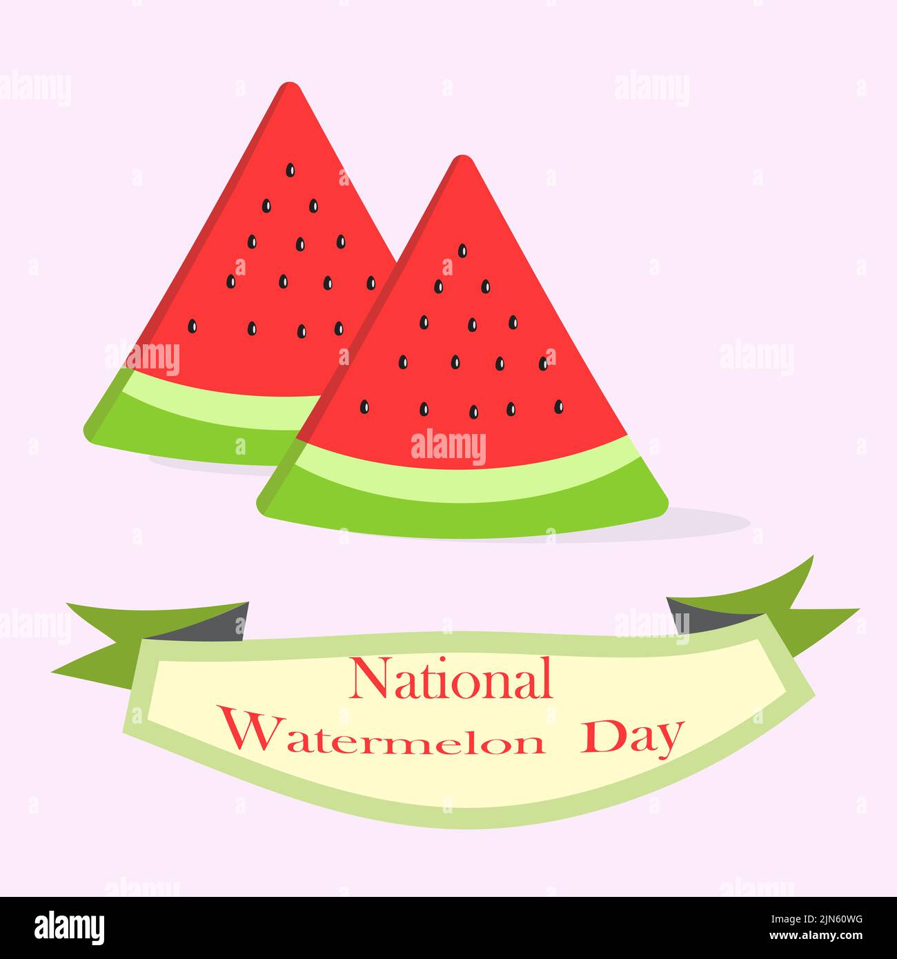 National Watermelon Day, Vektor-Illustration Design. Scheiben Wassermelone auf dem rosa Hintergrund. Schönes Design zur Begrüßung mit Watermelon Day. Stock Vektor
