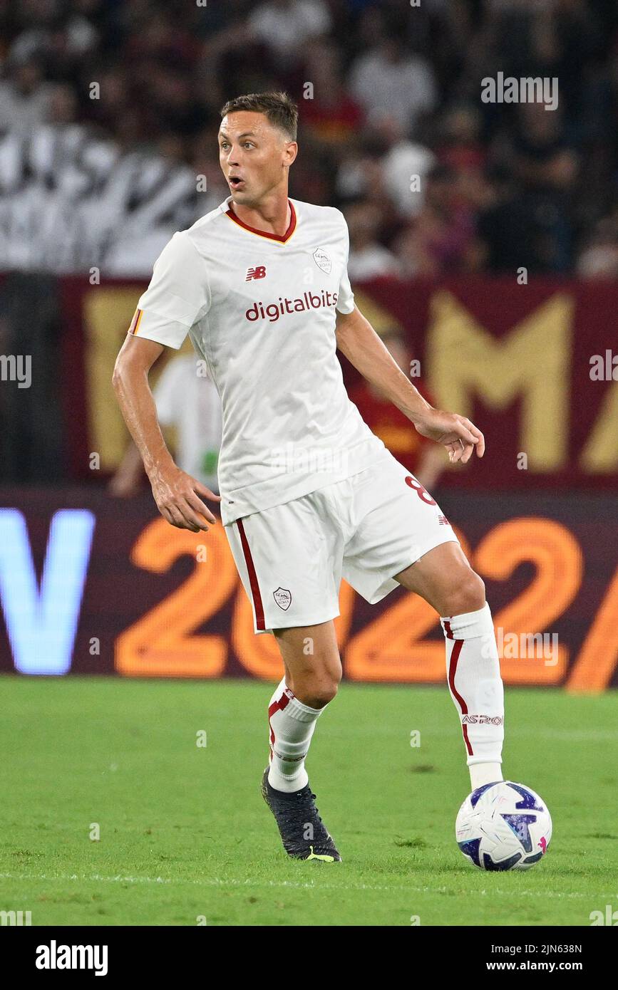 Rom, Italien. 07. August 2022. Nemanja Matic (AS Roma) während des Vorsaison-Freundschaftsspiel 2022/2023 zwischen AS Roma und Shakhtar Donetsk am 07. August 2022 im Olympiastadion in Rom. Kredit: Unabhängige Fotoagentur/Alamy Live Nachrichten Stockfoto
